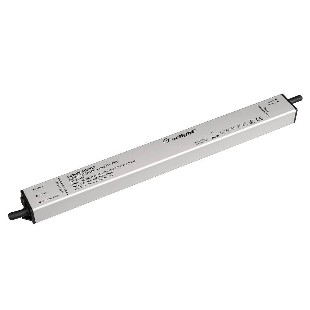 Блок питания ARPV-LG24100-LINEAR-PFC (24V, 4.2A, 100W) (Arlight, IP67 Металл, 5 лет) 034889 - Viokon.com