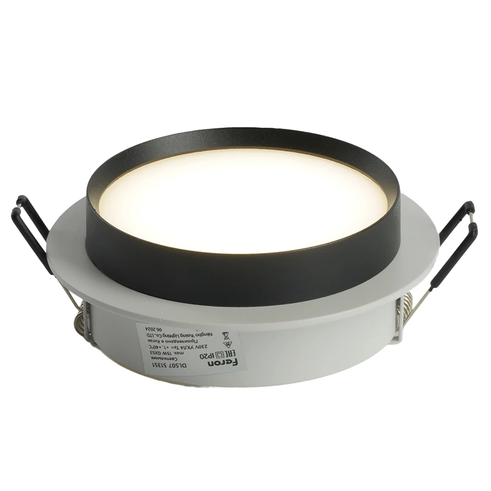 Светильник встраиваемый Feron DL507 потолочный GX53 белый + черный круг (51351) - Viokon.com
