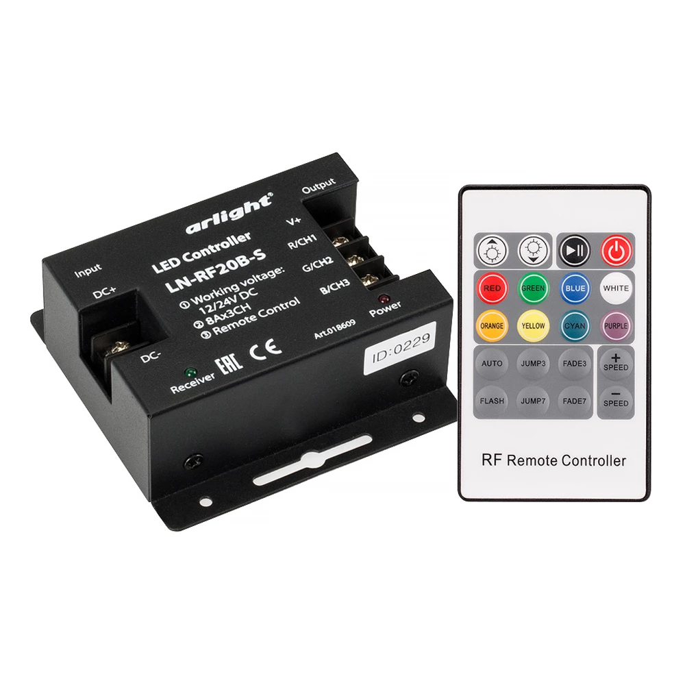 Контроллер LN-RF20B-S (12-24V, 288-576W, ПДУ 20кн) (Arlight, IP20 Металл, 1 год) 018609 - Viokon.com