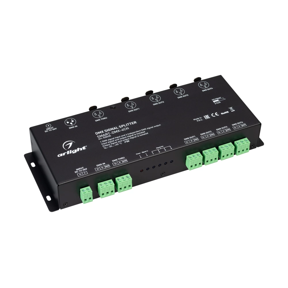 DMX-сплиттер SMART-DMX-4CH (12-36V, XLR3) (Arlight, IP20 Металл, 5 лет) 028435 - Viokon.com