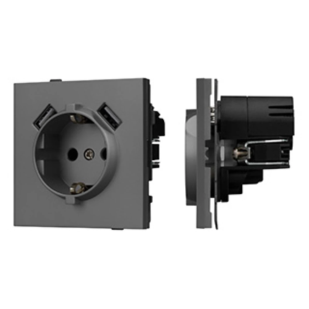 Механизм розетки с USB зарядкой SCT-TENDO-MUAA-SFPL-GR (230V, 16A) (Arlight, Матовый графитовый) 054605 - Viokon.com
