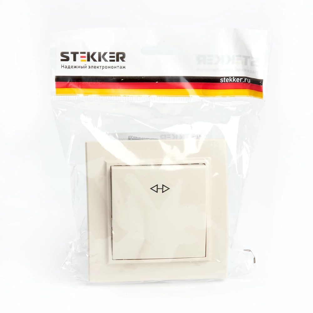 Переключатель перекрестный 1-клавишный STEKKER  PSW10-9009-02, 250В, 10А, серия Эрна, слоновая кость (39926) - Viokon.com