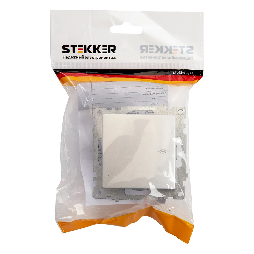 Переключатель 1-клавишный (механизм), STEKKER GLS10-7105-03, 250V, 10А, серия Катрин, серебро (39576) - Viokon.com