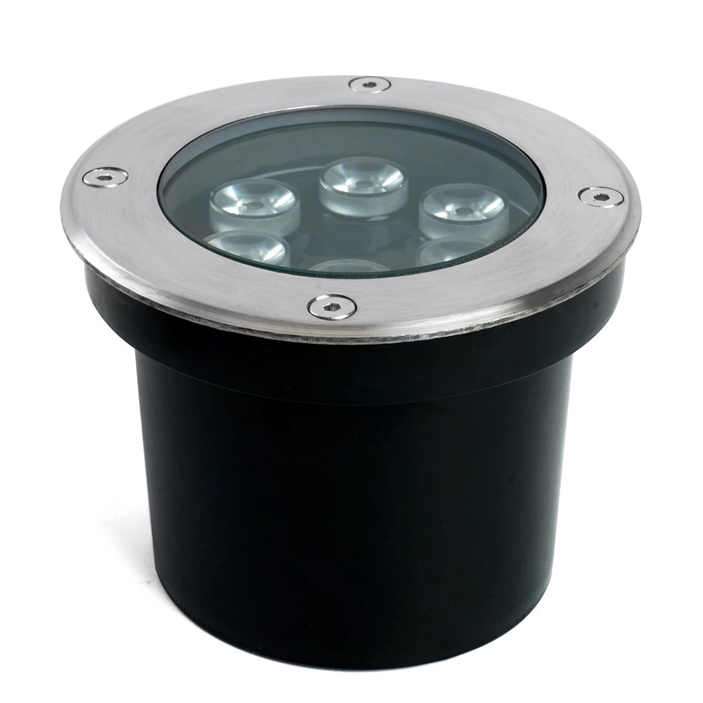 Светодиодный светильник тротуарный (грунтовый) Feron SP2802, 6W, AC/DC12-24V, низковольтный, 3000К, металлик, D120*H90mm, вн.диаметр: 90mm, IP67 (48453) - Viokon.com