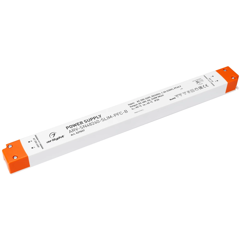 Блок питания ARV-SN48240-SLIM-PFC-B (48V, 5A, 240W) (Arlight, IP20 Пластик, 3 года) 027837 - Viokon.com