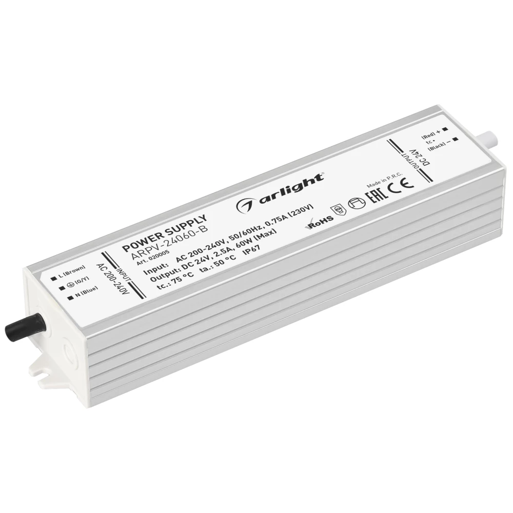 Блок питания ARPV-24060-B (24V, 2.5A, 60W) (Arlight, IP67 Металл, 3 года) 020005 - Viokon.com