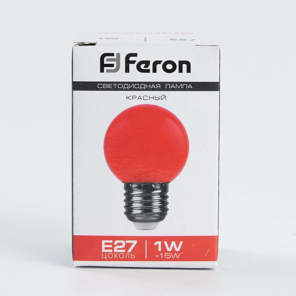 Лампа светодиодная Feron LB-37 Шарик матовый E27 1W 230V Красный (25116) - Viokon.com