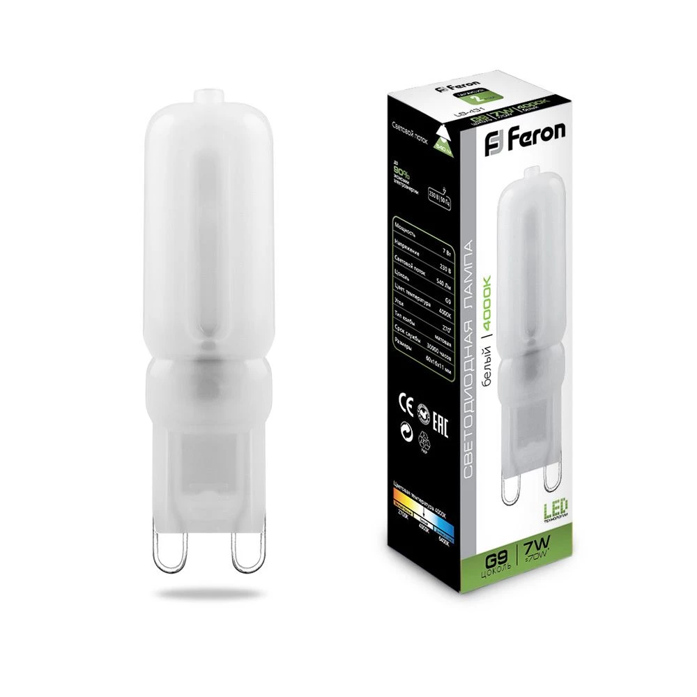 Лампа светодиодная Feron LB-431 G9 7W 230V 4000K (25756) - Viokon.com