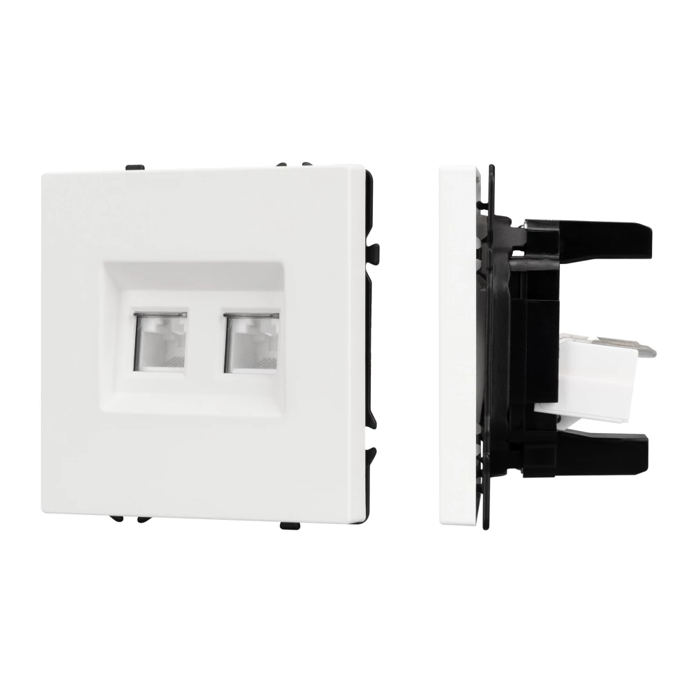 Механизм сдвоенной компьютерной розетки SCT-NOBE-MPC2-SFPL-WH (RJ-45, CAT6) (Arlight, Белый кварц) 054312 - Viokon.com