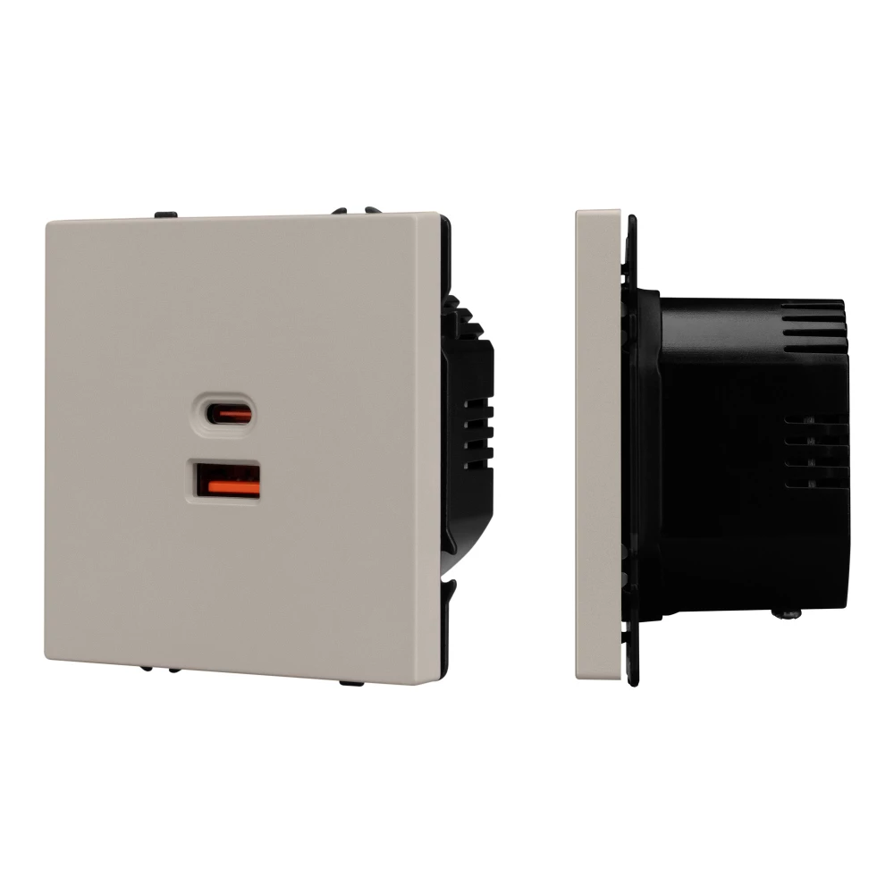 Механизм розетки с быстрой USB зарядкой SCT-NOBE-MUAC-SFPL-FC-CA (65W, QC3) (Arlight, Кашемир) 059446 - Viokon.com