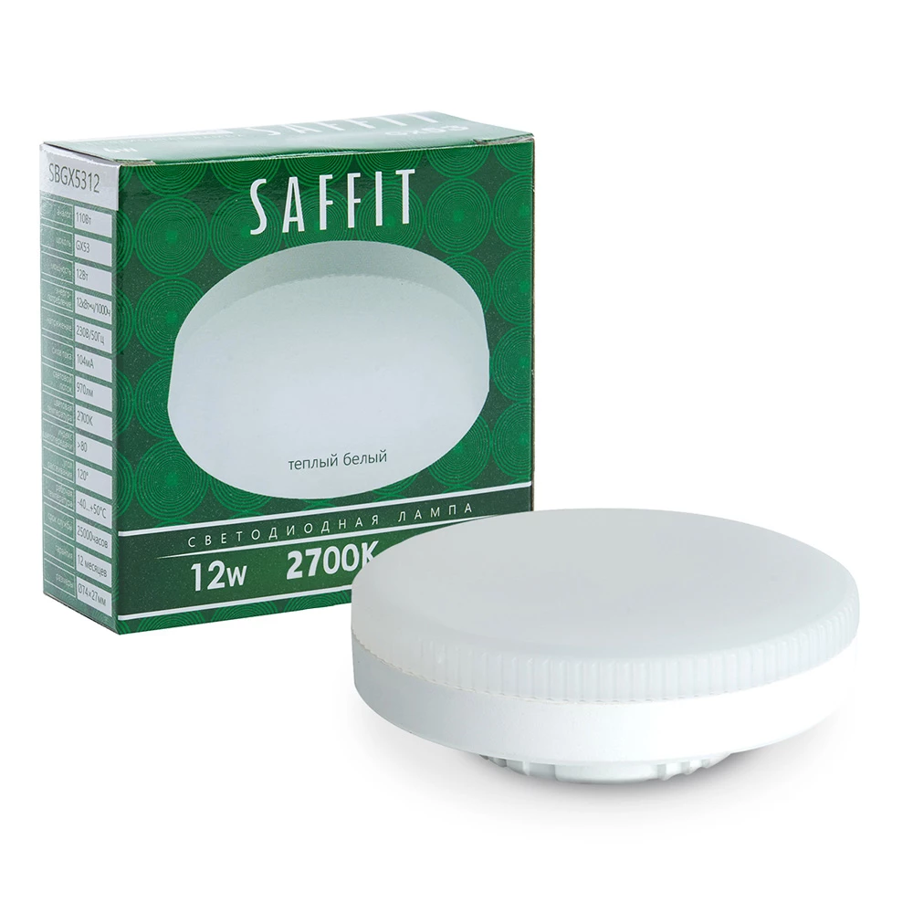 Лампа светодиодная SAFFIT SBGX5312 GX53 12W 230V 2700K (55188) - Viokon.com