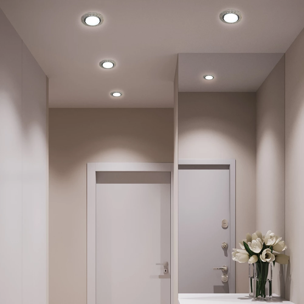 Светильник встраиваемый с белой LED подсветкой Feron CD4046 потолочный GX53 без лампы, прозрачный, хром (41908) - Viokon.com