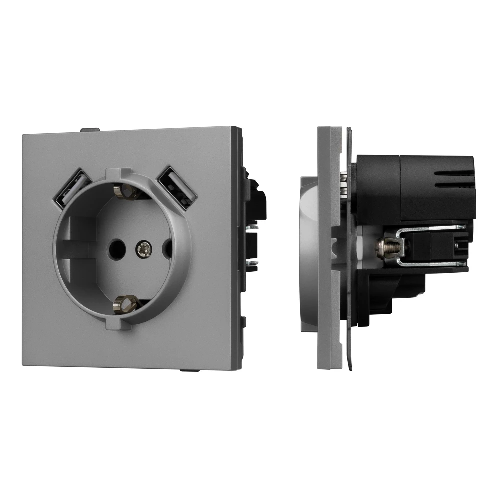 Механизм розетки с USB зарядкой SCT-TENDO-MUAA-PL-GR (230V, 16A) (Arlight, Графитовый) 054084 - Viokon.com