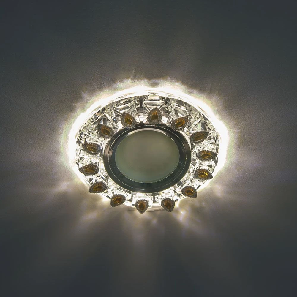 Светильник встраиваемый с белой LED подсветкой Feron CD55A потолочный MR16 G5.3 прозрачно-желтый (28564) - Viokon.com