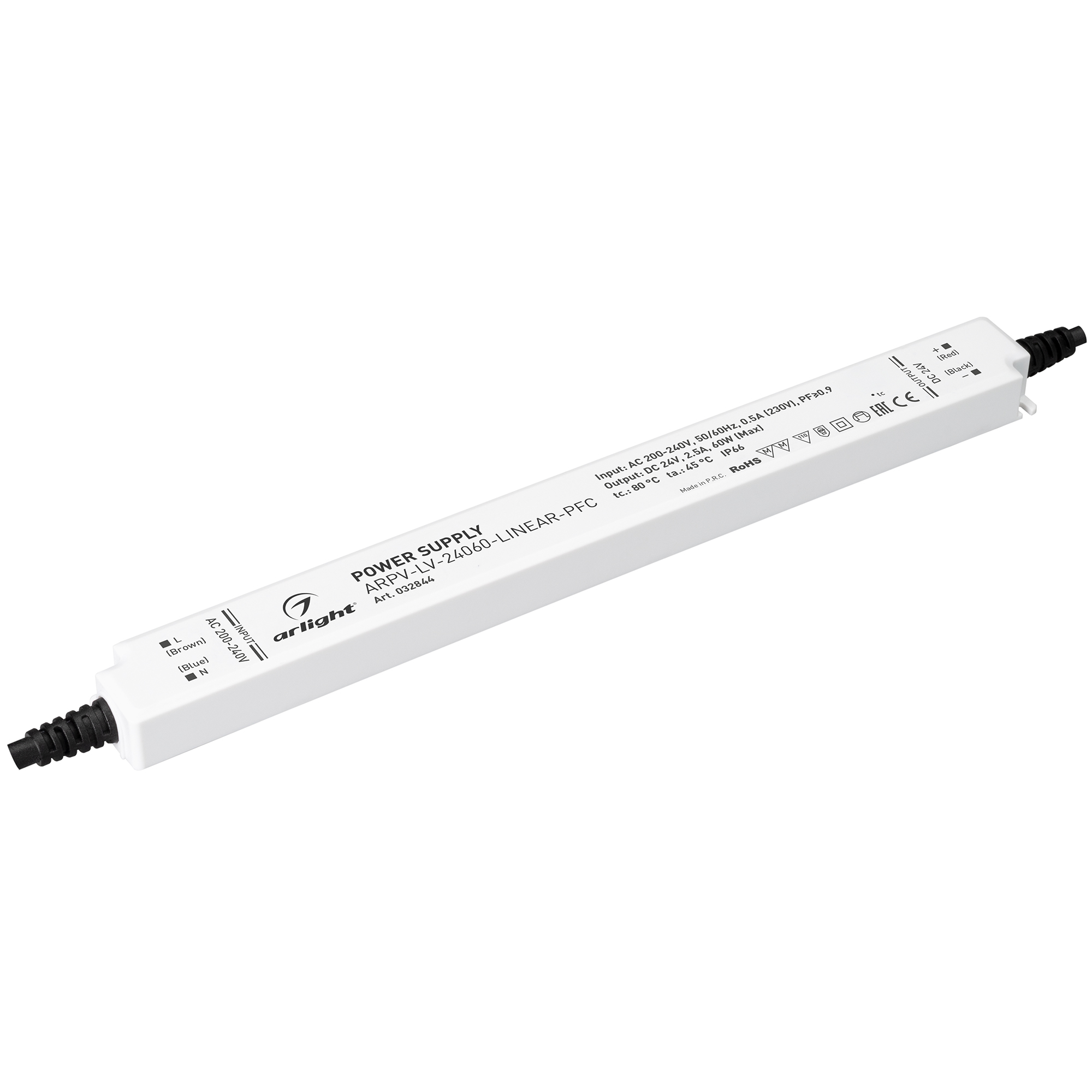 Блок питания ARPV-LV-24060-LINEAR-PFC (24V, 2.5A, 60W) (Arlight, IP66 Пластик, 3 года) 032844 - Viokon.com
