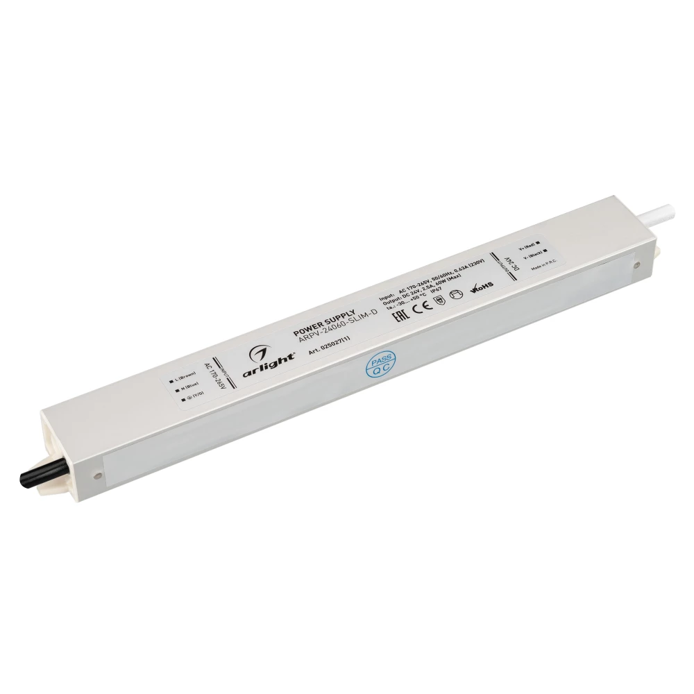 Блок питания ARPV-24060-SLIM-D (24V, 2.5A, 60W) (Arlight, IP67 Металл, 3 года) 025027(1) - Viokon.com