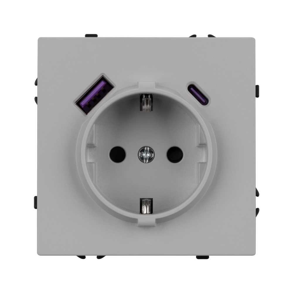Механизм розетки с USB зарядкой SCT-NOBE-MUAC-SFPL-IS (230V, 16A) (Arlight, Никель) 059445 - Viokon.com