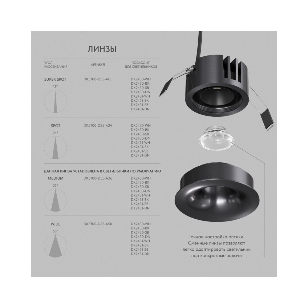 DK2430-DN Встраиваемый светильник SHINE GLOW 15Вт 3000-4000К IP20 темный никель алюминий - Viokon.com