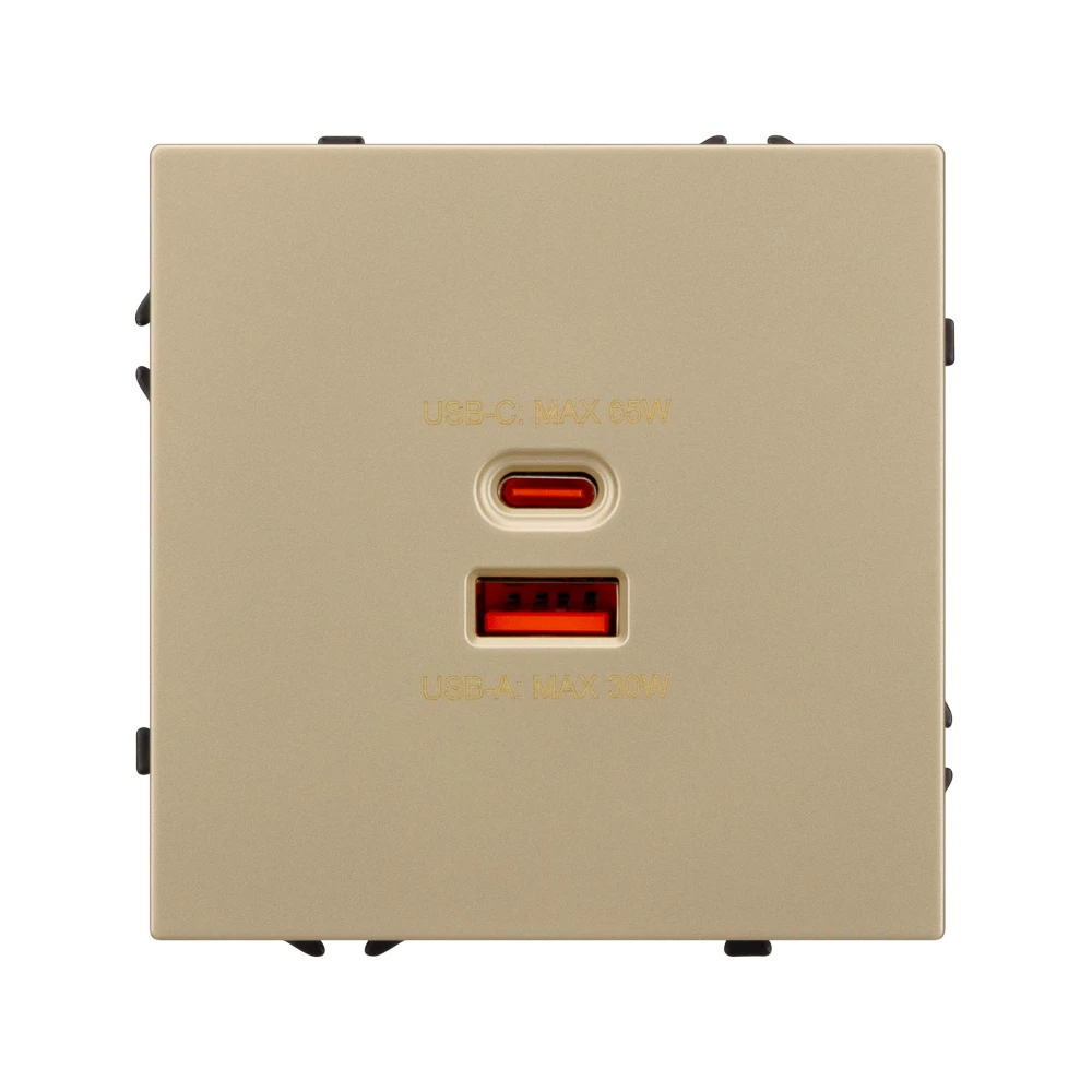 Механизм розетки с быстрой USB зарядкой SCT-NOBE-MUAC-SFPL-FC-GD (65W, QC3) (Arlight, Золотой песок) 054318 - Viokon.com
