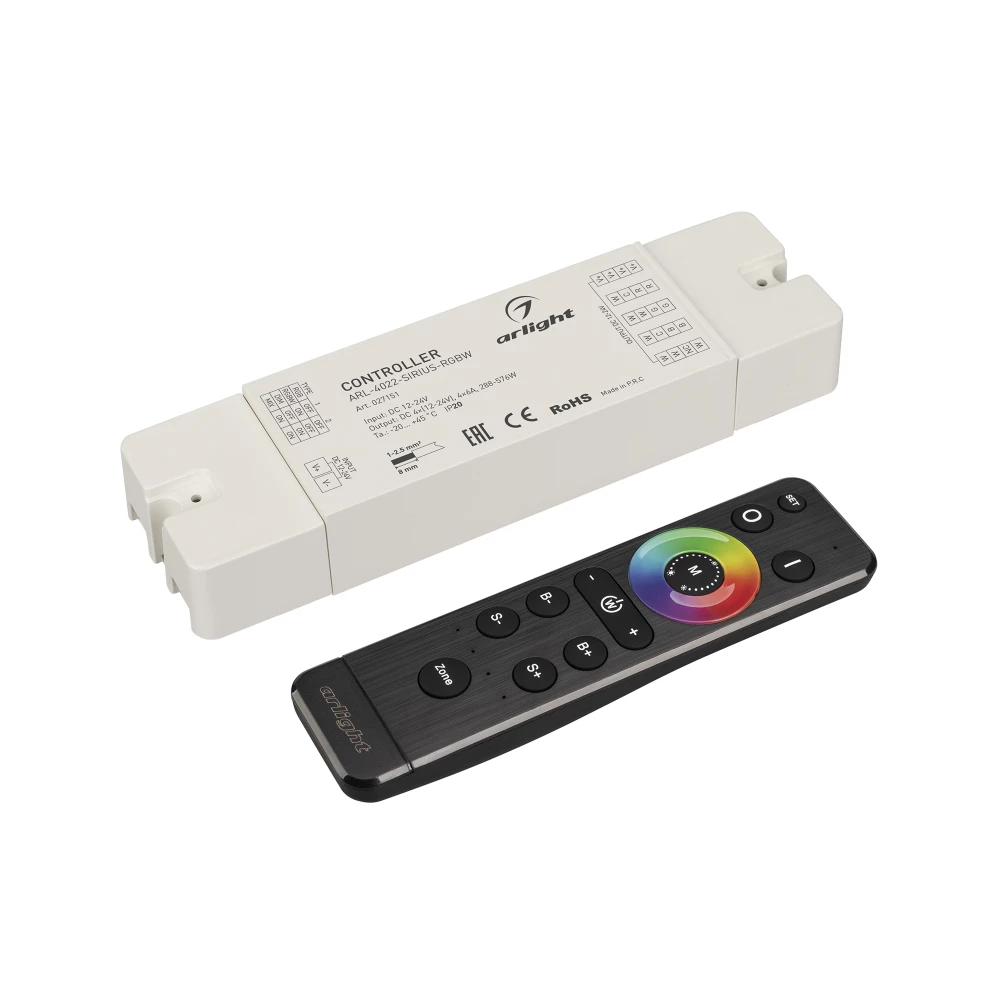 Диммер ARL-SET-PWM-104-72-RGBW-SH-IN, комплект (12-24V, 4x6A, 2.4G) (Arlight, Контроллер) 061157 - Viokon.com
