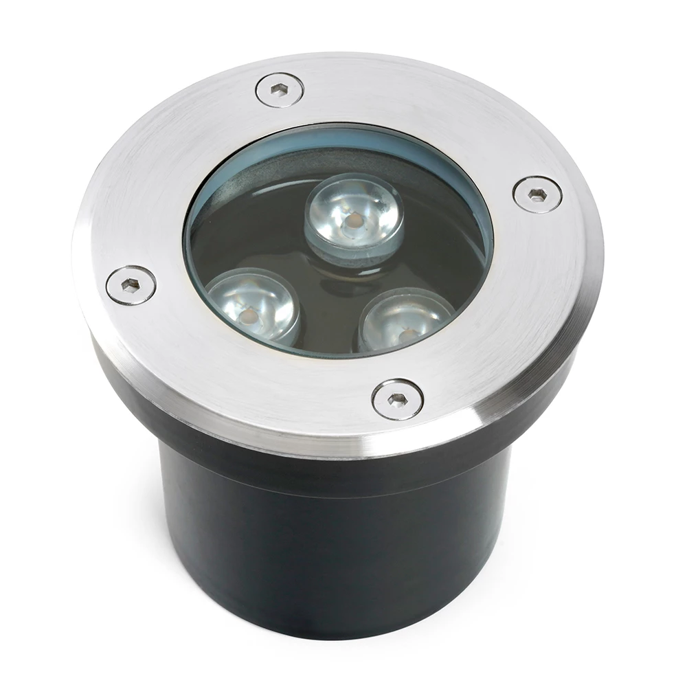 Светодиодный светильник тротуарный (грунтовый) Feron SP2801, 3W, AC/DC12-24V, низковольтный, 4000К, черный,100*H80mm, вн.диаметр: 70mm, IP67 (48345) - Viokon.com