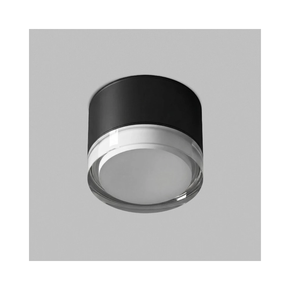 Накладной влагостойкий светильник AQUA GX53 до 15 Вт LED IP44 черный алюминий акрил - Viokon.com