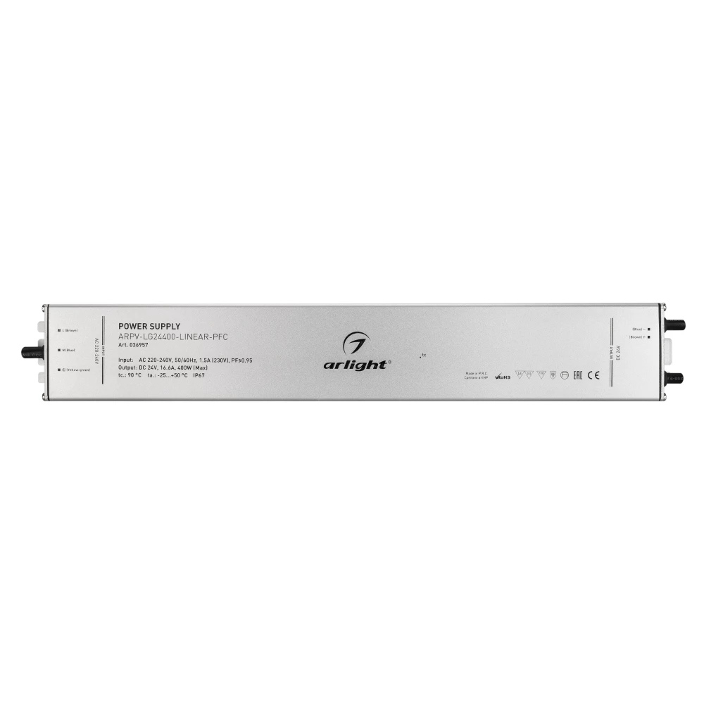 Блок питания ARPV-LG24400-LINEAR-PFC (24V, 16.6A, 400W) (Arlight, IP67 Металл, 5 лет) 036957 - Viokon.com