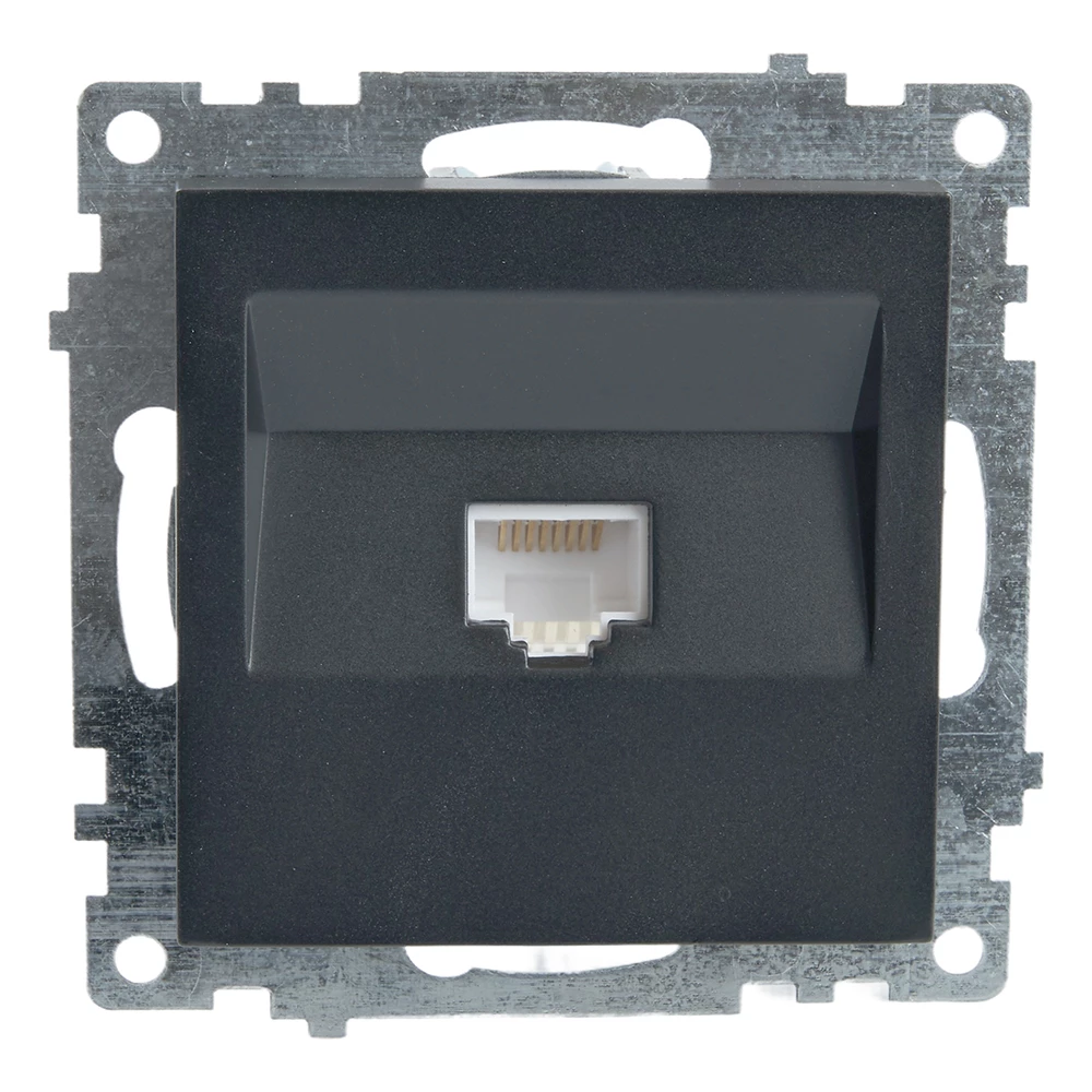 Розетка компьютерная 1-местная RJ-45 (механизм), STEKKER GLS00-7107-05, серия Катрин, черный (39613) - Viokon.com