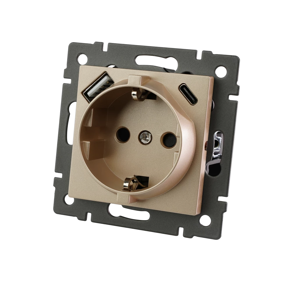 Механизм розетки с USB зарядкой SCT-MUAC-PL-GD-V (250V, 16A) (Arlight, -) 049832 - Viokon.com