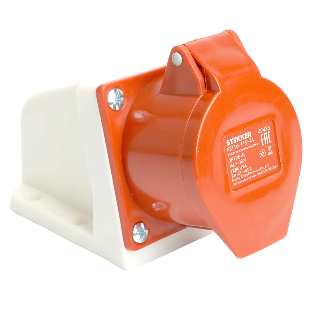 Розетка стационарная ST-115 16А 380В 3P+PE+N IP44, RST16-115-44, Stekker (49435) - Viokon.com