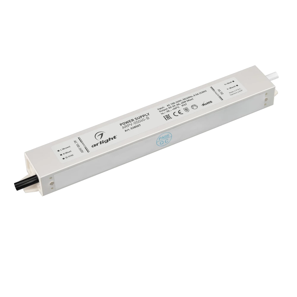 Блок питания ARPV-05040-B (5V, 8.0A, 40W) (Arlight, IP67 Металл, 3 года) 038507 - Viokon.com