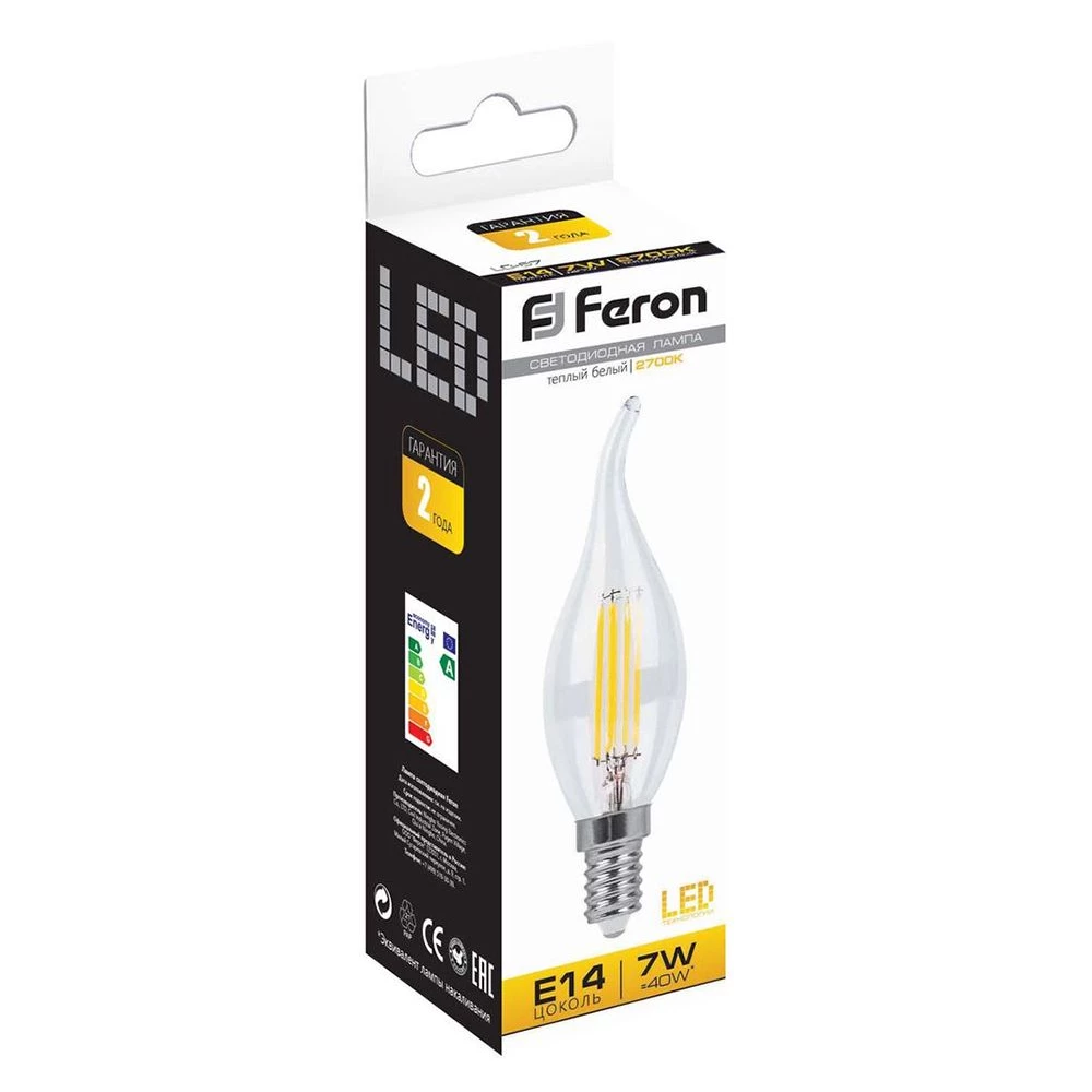 Лампа светодиодная Feron LB-67 Свеча на ветру E14 7W 230V 2700K (25727) - Viokon.com