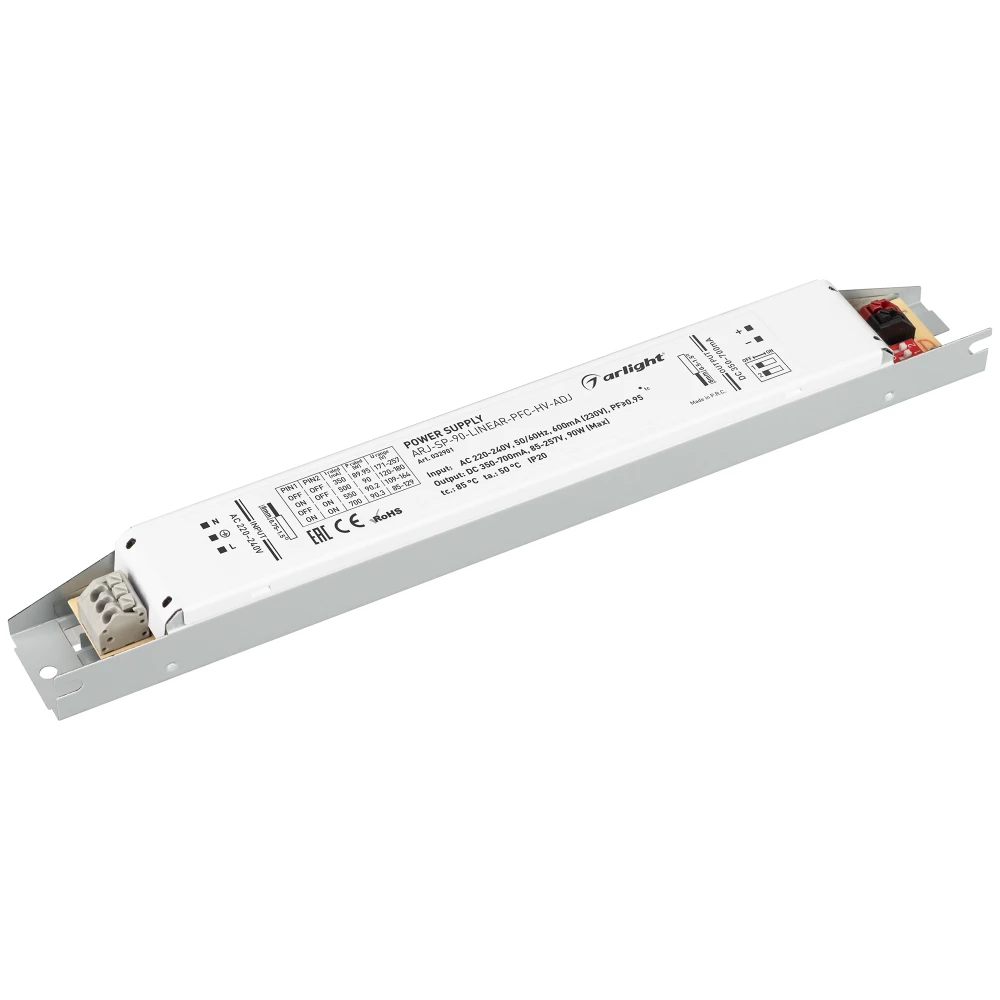 Блок питания ARJ-SP-90-LINEAR-PFC-HV-ADJ (90W, 350-700mA) (Arlight, IP20 Металл, 5 лет) 032901 - Viokon.com