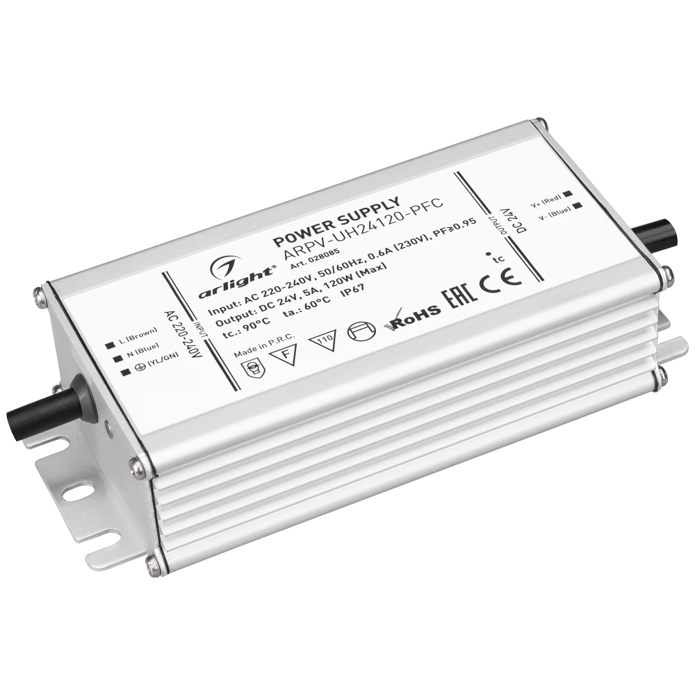 Блок питания ARPV-UH24120-PFC (24V, 5.0A, 120W) (Arlight, IP67 Металл, 7 лет) 028085 - Viokon.com