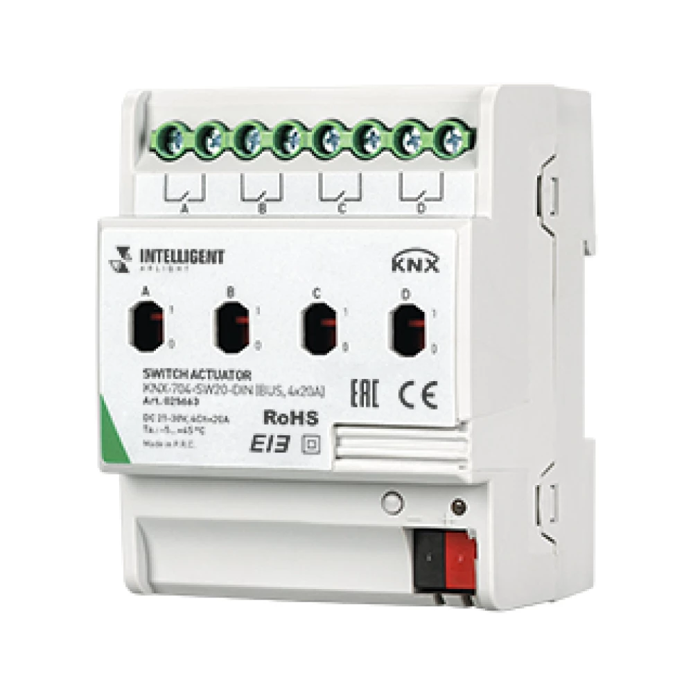 INTELLIGENT ARLIGHT Релейный модуль KNX-704-SW20-DIN (BUS, 4x20A) (Arlight, -) 025663 - Viokon.com