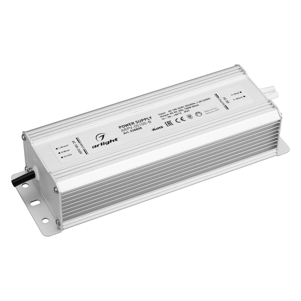 Блок питания ARPV-05100-B (5V, 20.0A, 100W) (Arlight, IP67 Металл, 3 года) 038808 - Viokon.com