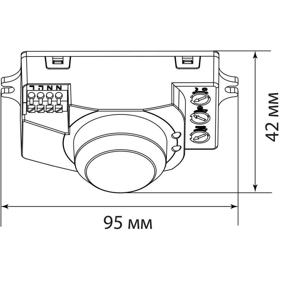 Микроволновый датчик движения 5.8GHz 230V 1200W 8m 360° белый, SEN40 (22069) - Viokon.com