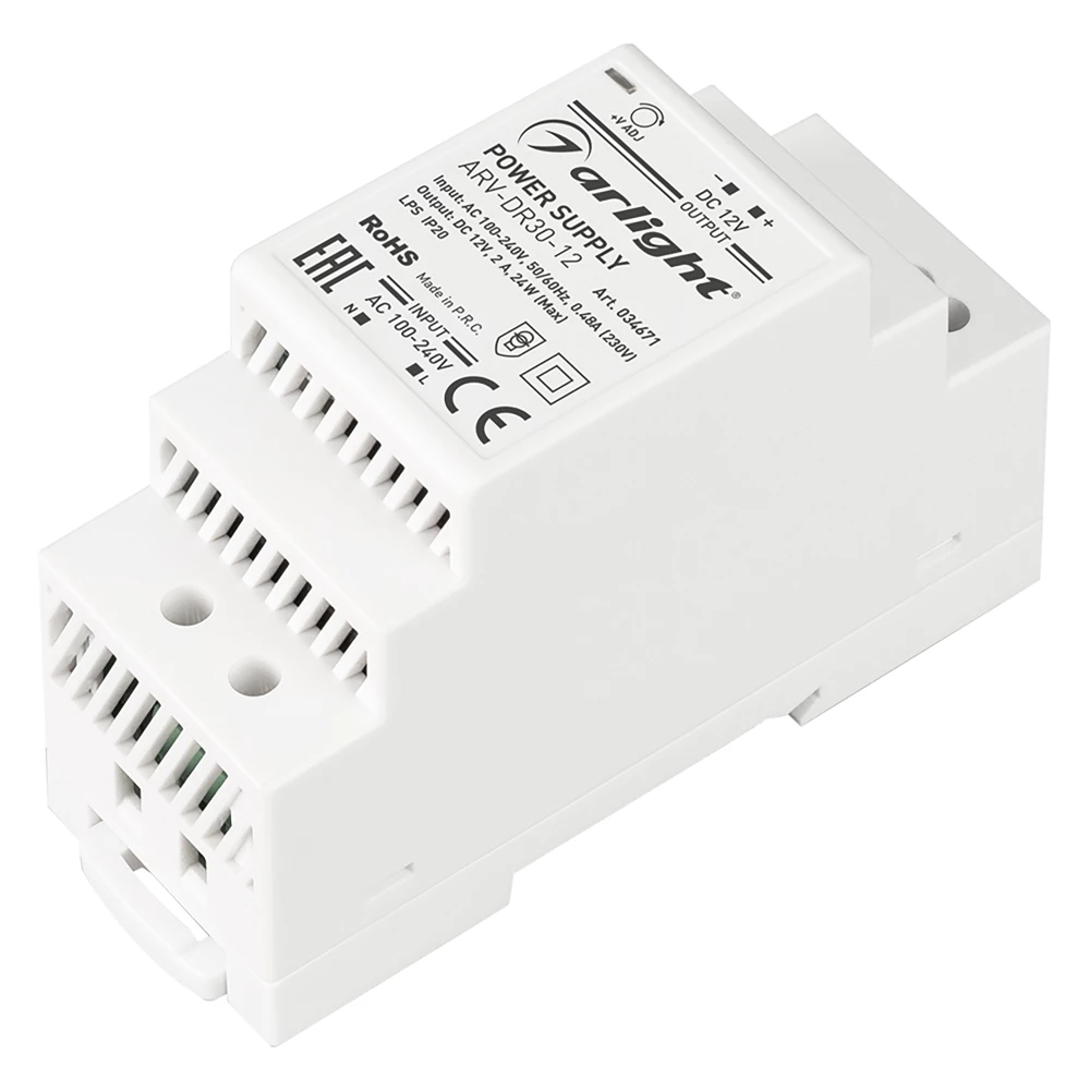 Блок питания ARV-DR30-12 (12V, 2A, 24W) (Arlight, IP20 DIN-рейка) 034671 - Viokon.com