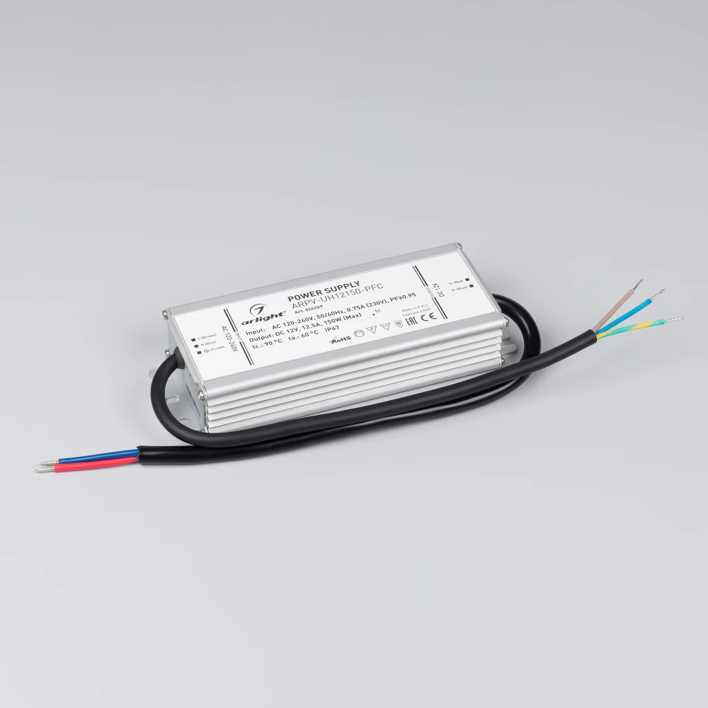 Блок питания ARPV-UH12150-PFC (12V, 12.5A, 150W) (Arlight, IP67 Металл, 7 лет) 024269 - Viokon.com