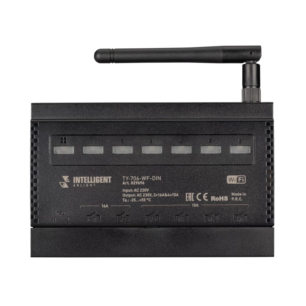 INTELLIGENT ARLIGHT Релейный модуль TY-706-WF-DIN (230V, 2х16A + 4х10А) (IARL, IP20 Пластик, 3 года) 029696 - Viokon.com