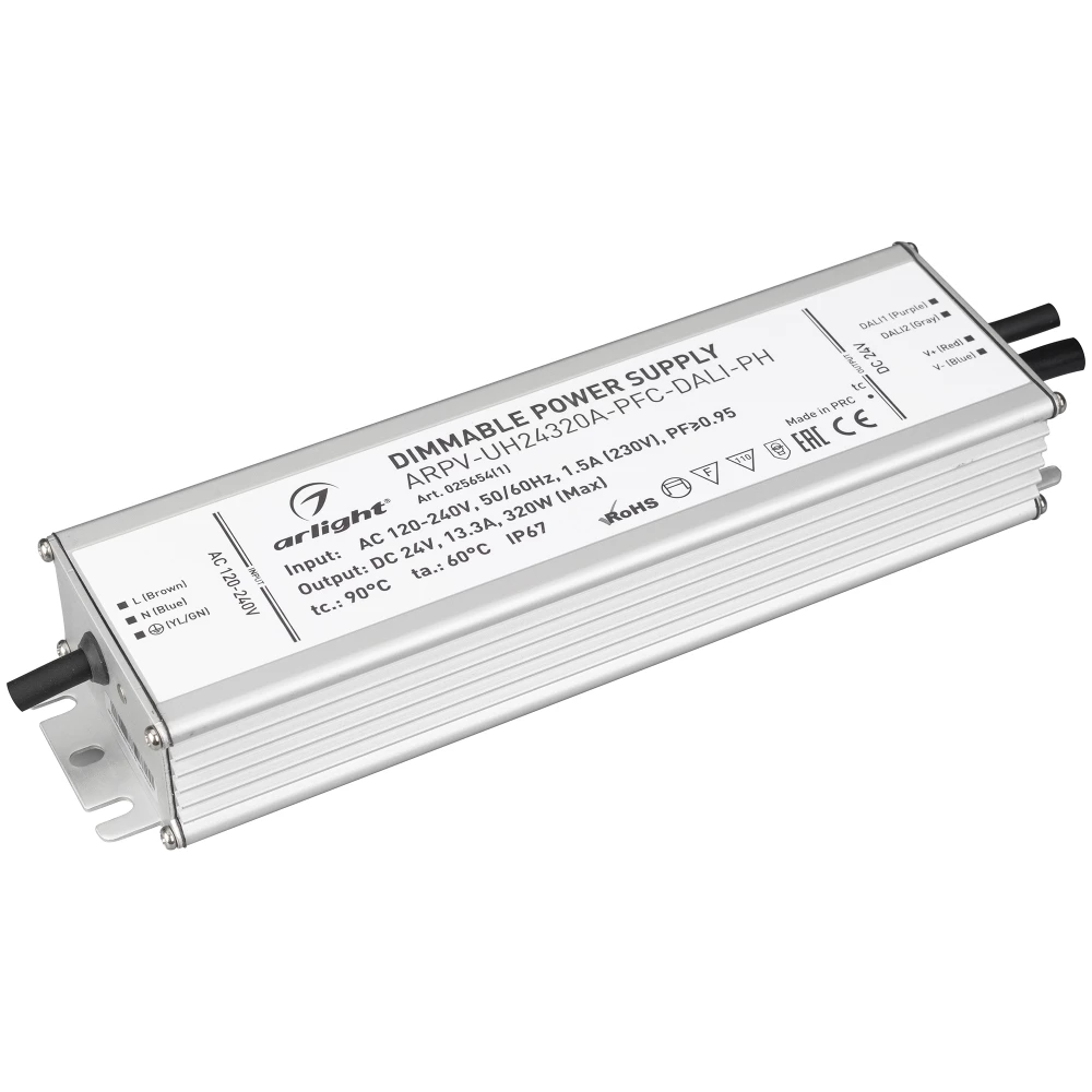 Блок питания ARPV-UH24320A-PFC-DALI-PH (24V, 13.3A, 320W) (Arlight, IP67 Металл, 7 лет) 025654(1) - Viokon.com