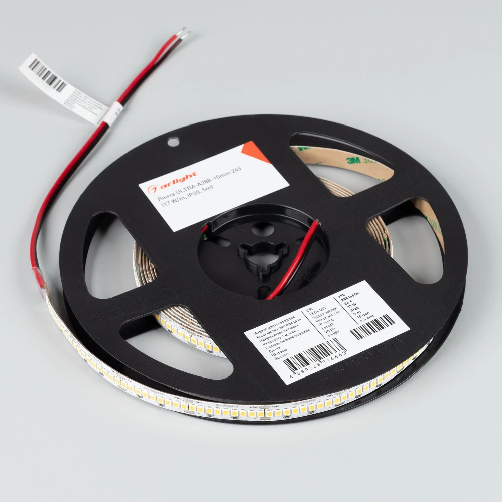 Лента ULTRA-A288-10mm 24V White6000 (17 W/m, IP20, 5m) (Arlight, высок.эфф.200 лм/Вт) 054928 - Viokon.com