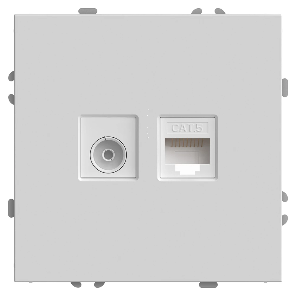 Розетка TV + компьютерная RJ-45 (механизм), STEKKER, серия Эмили, RST00-5106-01, белый фарфор, soft touch (49872) - Viokon.com