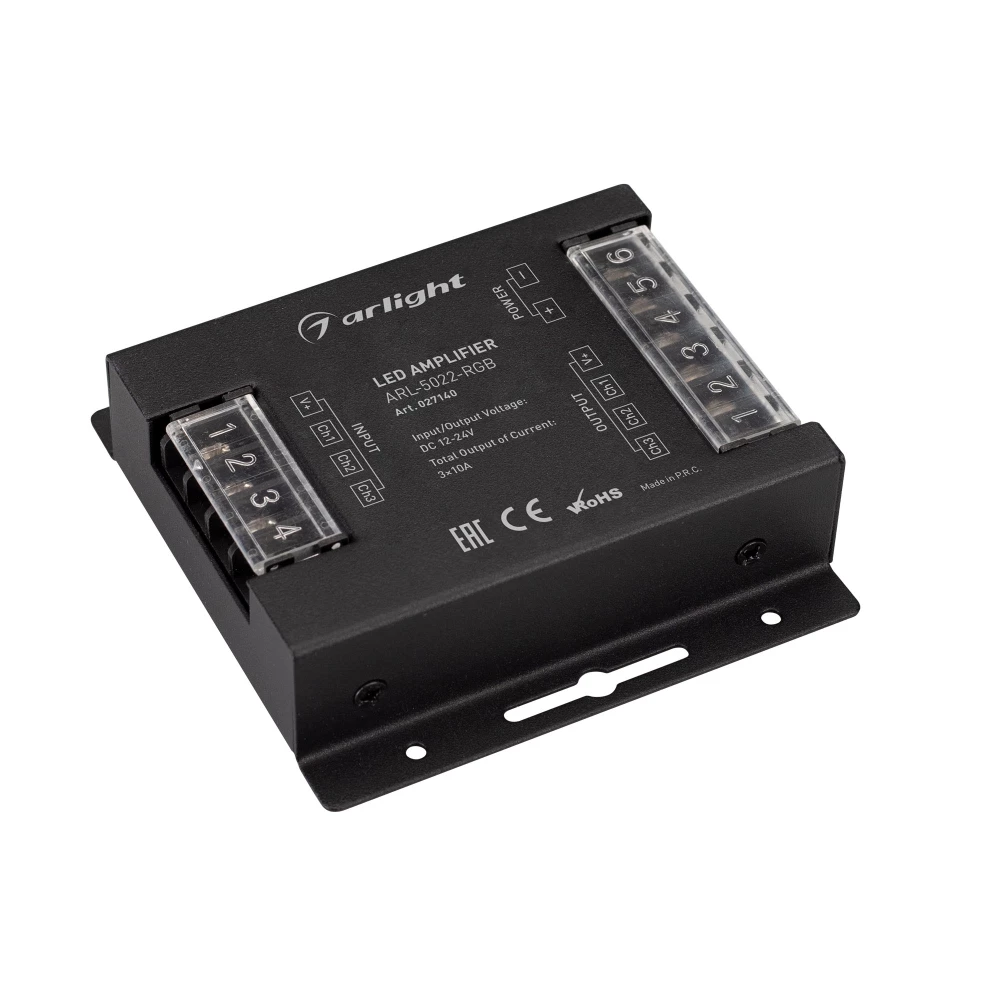 Усилитель ARL-5022-RGB (12-24V, 3x10A, 360-720W) (Arlight, IP20 Металл, 3 года) 027140 - Viokon.com
