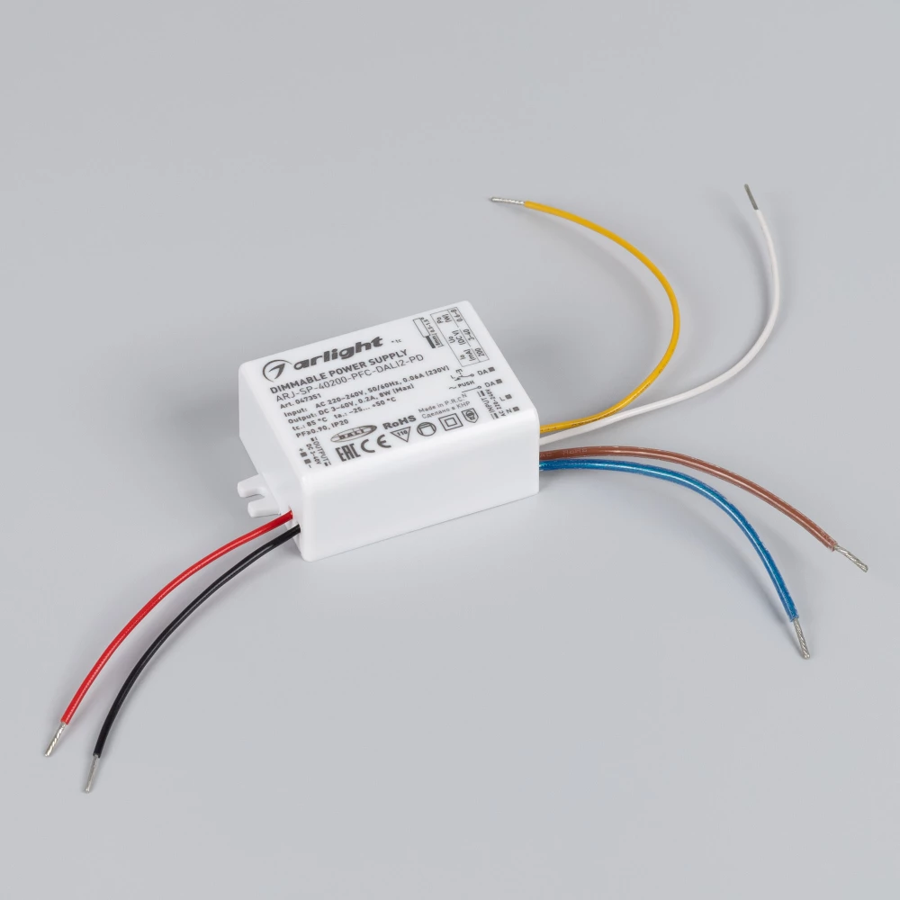 Блок питания ARJ-SP-40200-PFC-DALI2-PD (8W, 3-40V, 200mA) (Arlight, IP20 Пластик, 5 лет) 047351 - Viokon.com