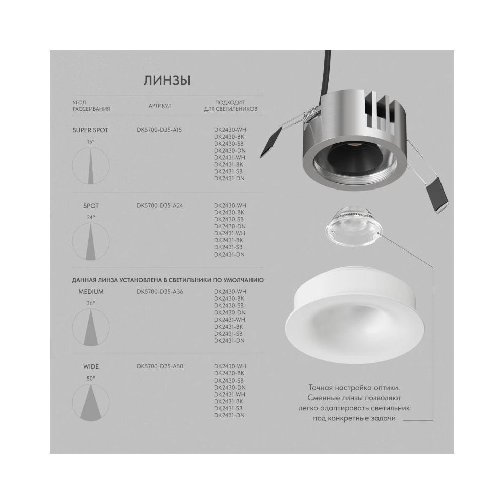 DK2430-WH Встраиваемый светильник SHINE GLOW 15Вт 3000-4000К IP20 белый матовый алюминий - Viokon.com