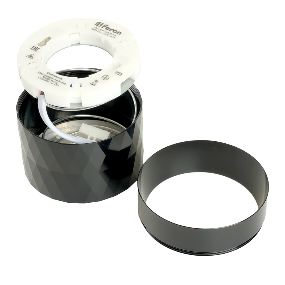 Светильник потолочный Feron HL388 Barrel PRISM GX53 12W 230V, черный (48802) - Viokon.com