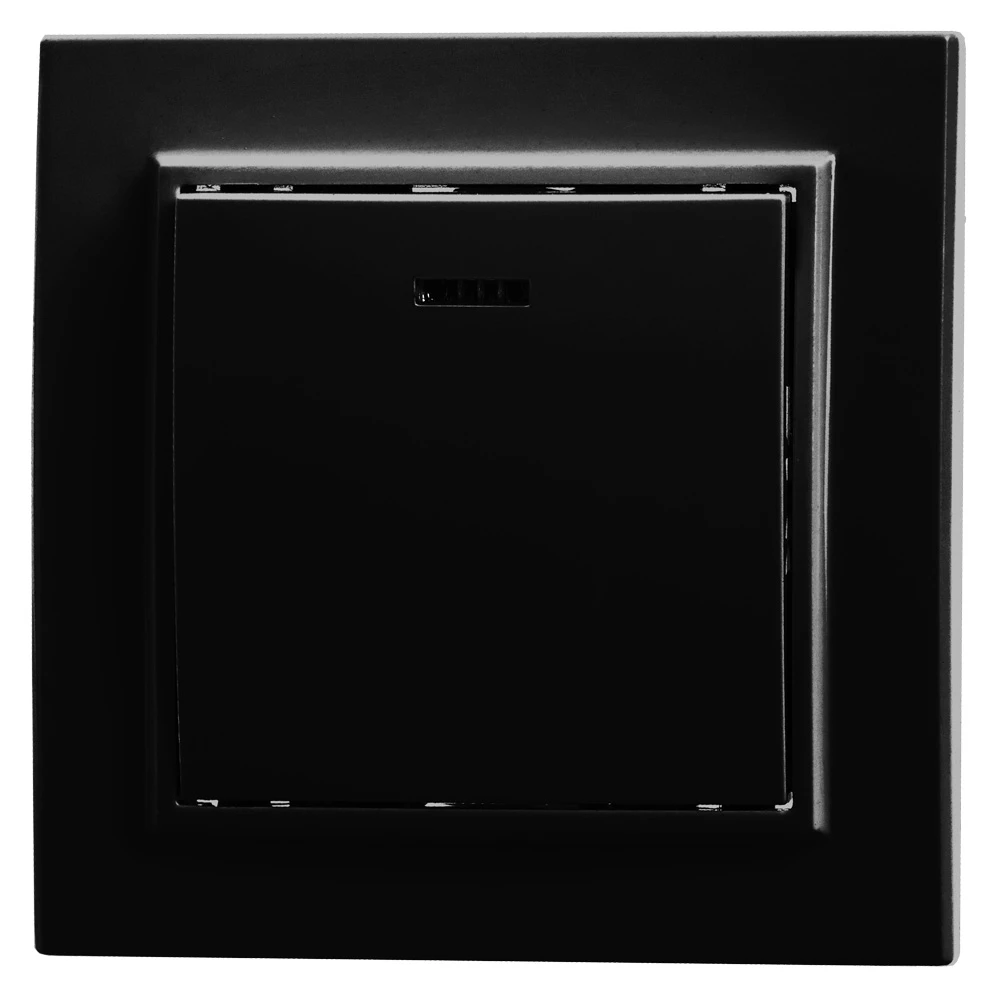 Выключатель 1-клавишный c индикатором STEKKER, PSW10-9001-03, 250V, 10А, серия Эрна, черный (39470) - Viokon.com