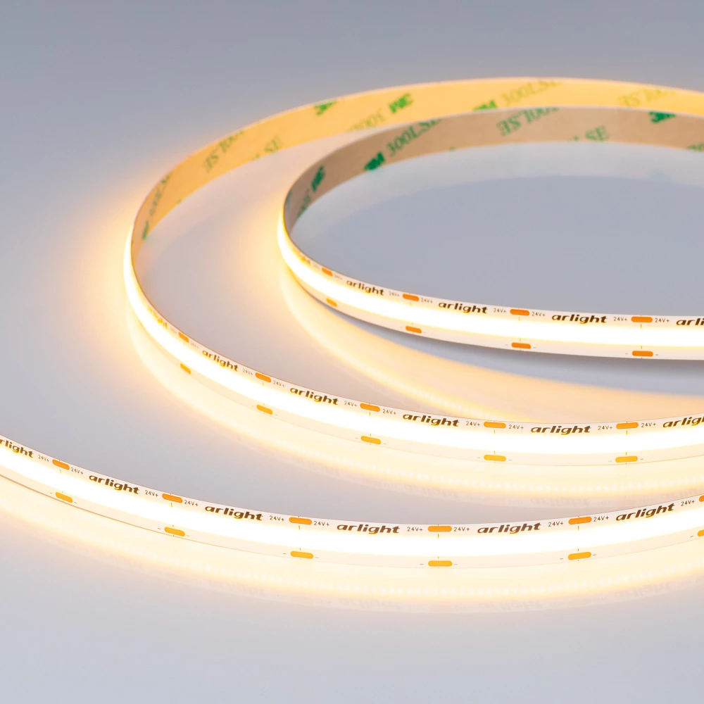 Лента COB-X576-10mm 24V Warm2400 (15 W/m, IP20, 5m) (Arlight, высок.эфф.150 лм/Вт) 059123 - Viokon.com