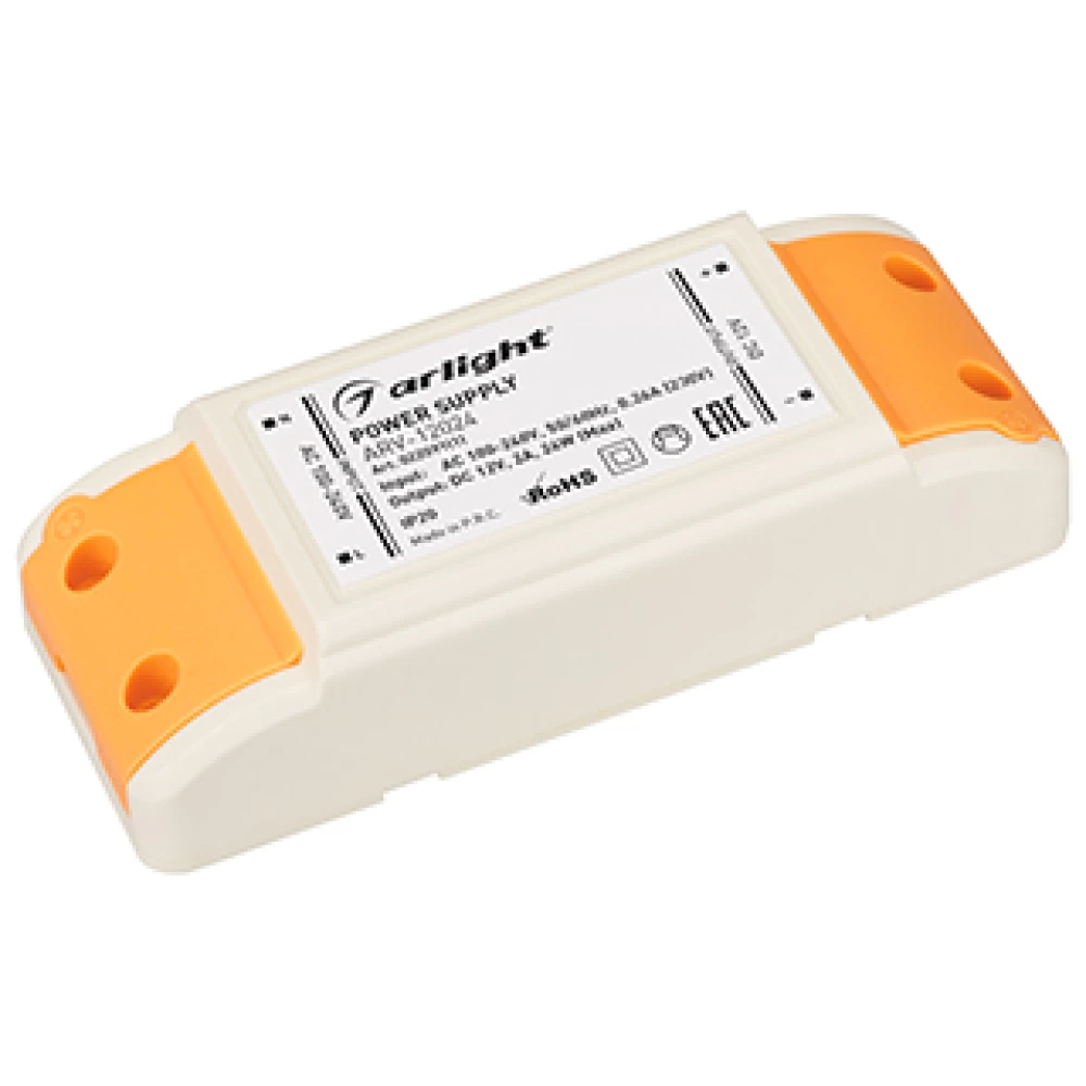 Блок питания ARV-12024 (12V, 2A, 24W) (Arlight, IP20 Пластик, 2 года) 022091(1) - Viokon.com